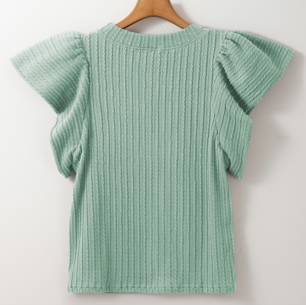 Sarah Flounce Sleeve Blouse - Gum Leaf - Picture 5 of 8
